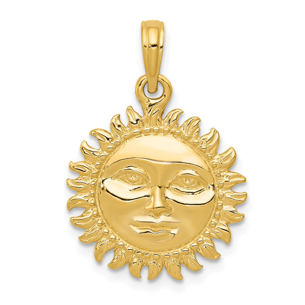 14KT Yellow Gold 24X17MM Celestial Sun Pendant-Chain Not Included