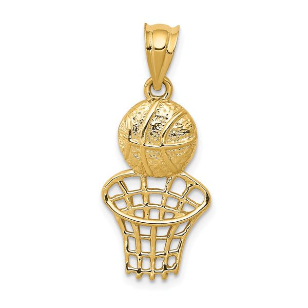 14k Basketball & Net Charm