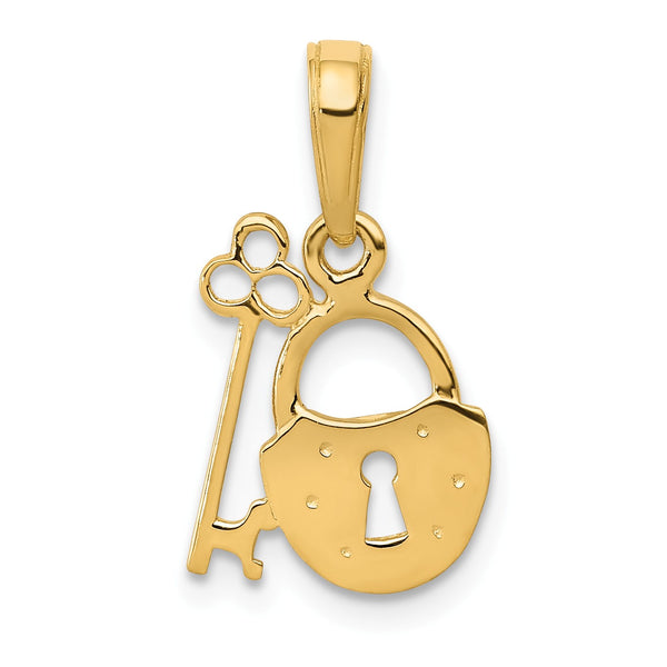 14K Polished Key & Lock Charm