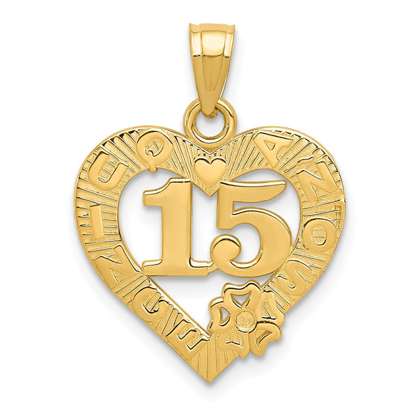 14KT Yellow Gold 22X16MM Quinceanera Pendant-Chain Not Included