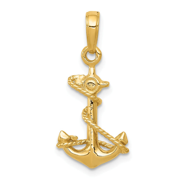 14KT Yellow Gold 22X11MM Anchor Pendant-Chain Not Included