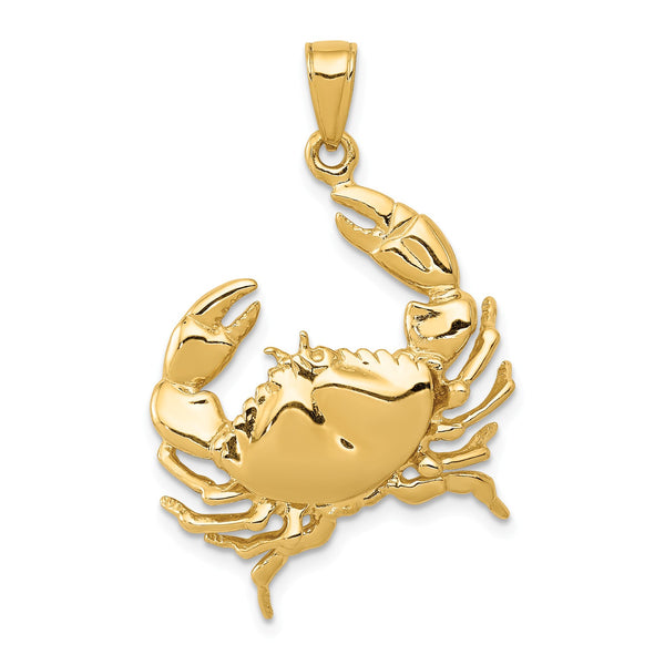 14KT Yellow Gold 31X23MM Crab Pendant-Chain Not Included