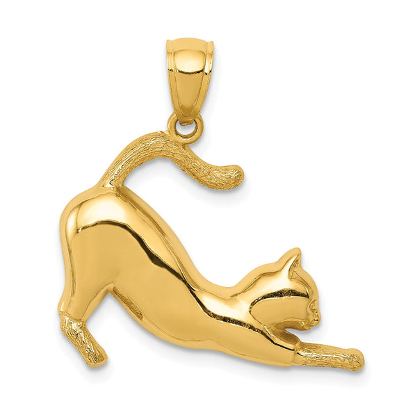 14KT Yellow Gold 25X24MM Cat Charm