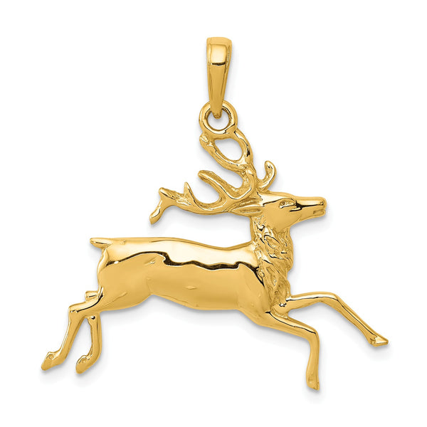 14KT Yellow Gold 29X30MM Deer Pendant-Chain Not Included