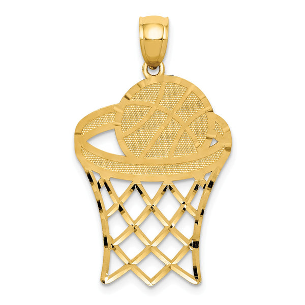 14KT Yellow Gold 32X19MM Basketball Pendant-Chain Not Included