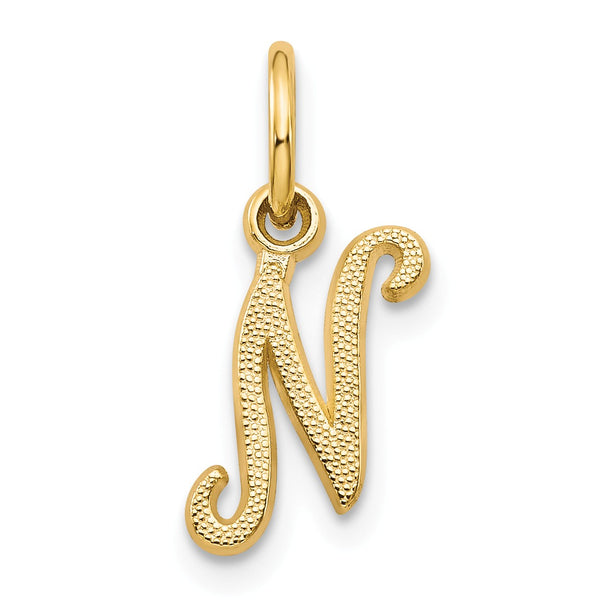 14KT Yellow Gold 16X7MM Initial Pendant-Chain Not Included; Initial N