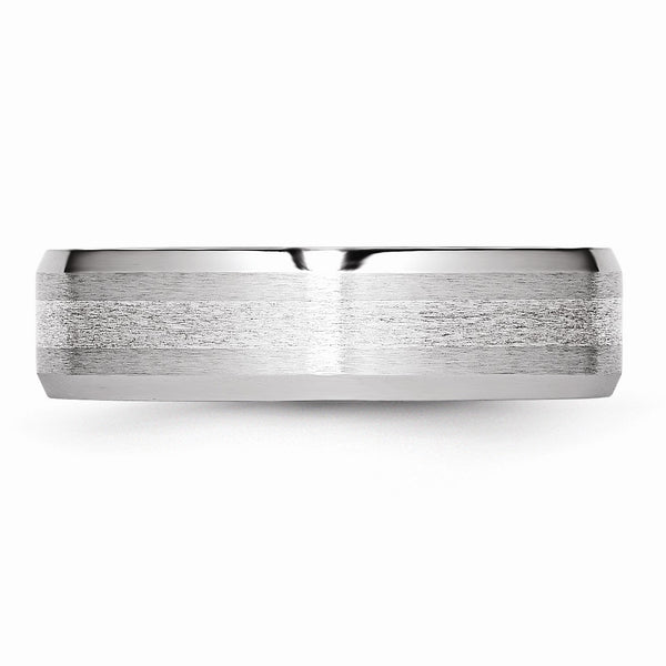 Cobalt Sterling Silver Inlay Satin/Polished 6mm Beveled Edge Band