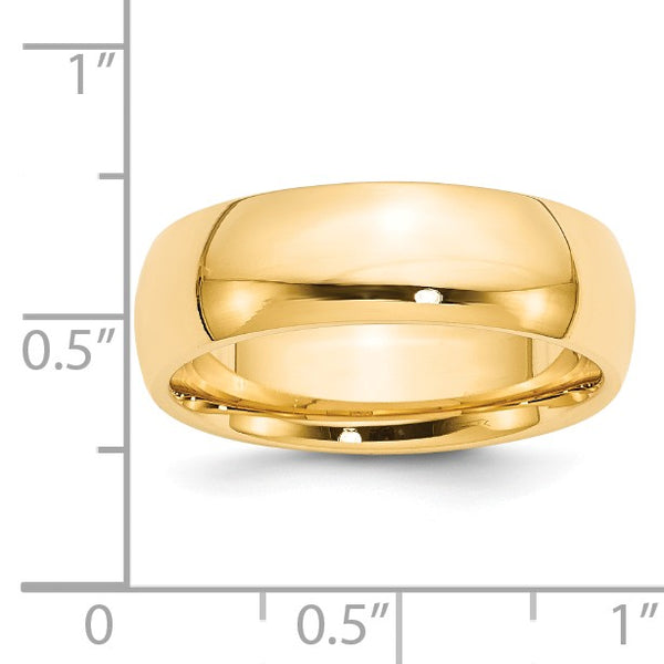 7MM Wedding Comfort Fit Ring in 14KT Yellow Gold; Size 5