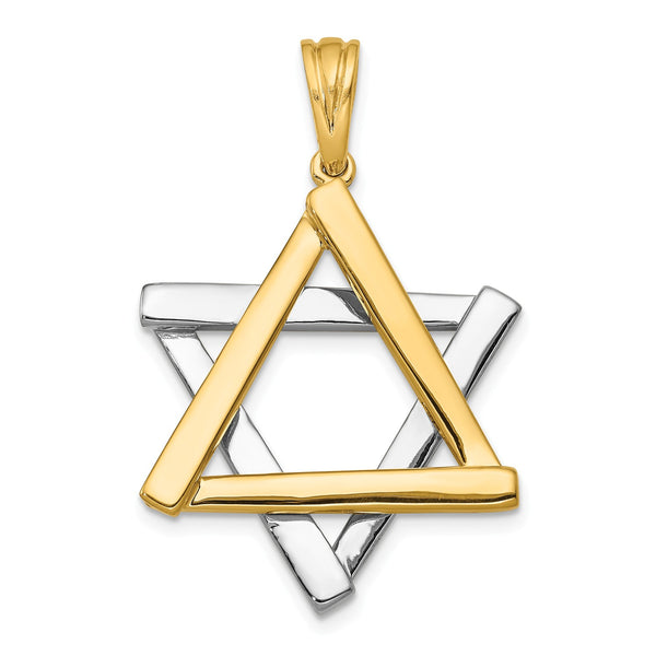 14KT White and Yellow Gold 39X24MM Star Of David Pendant-Chain Not Included