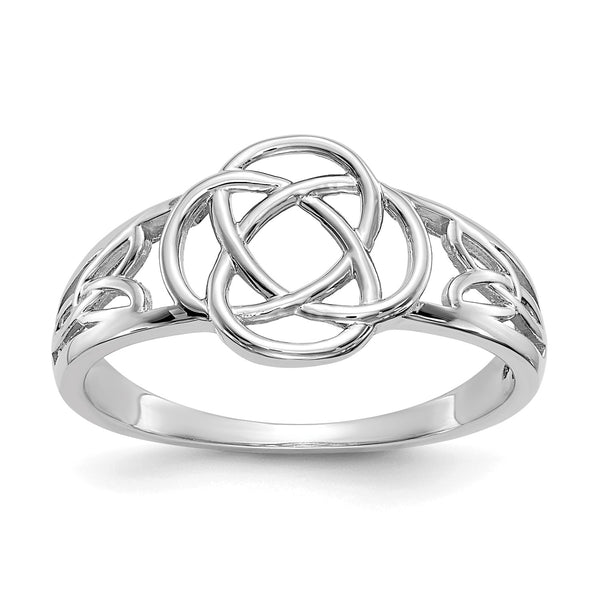 14KT White Gold Celtic Knot Ring; Size 7