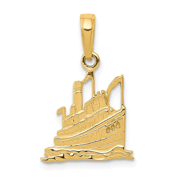 14KT Yellow Gold 21X14MM Cruise Ship Pendant-Chain Not Included