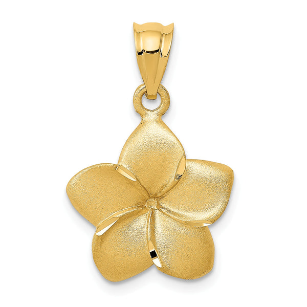 14KT Yellow Gold 24X15MM Flower Pendant-Chain Not Included