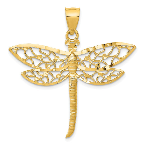 14KT Yellow Gold 37X38MM Dragonfly Pendant-Chain Not Included