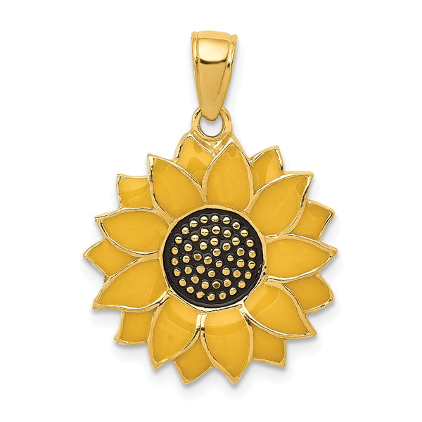 14KT Yellow Gold 24X17MM Sunflower Pendant-Chain Not Included