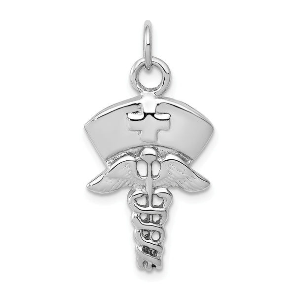 14KT White Gold 30X12MM Vocational Nurse Symbol Pendant-Chain Not Included