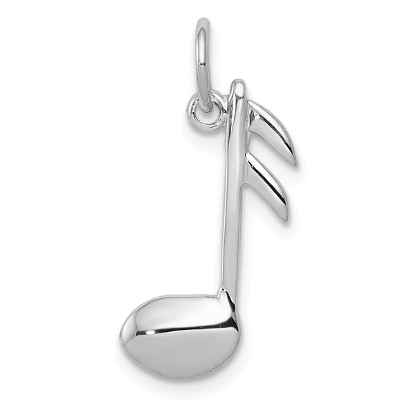 14k White Gold Polished Flat-Backed Musical Note Charm