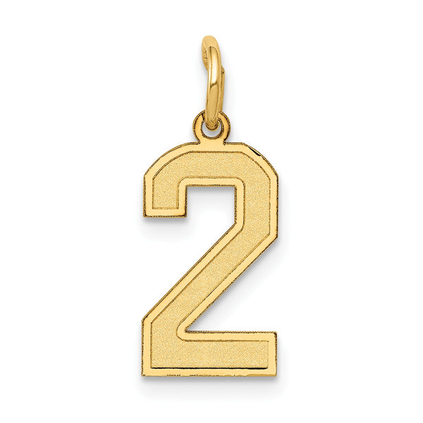 14k Small Satin Number 2 Charm