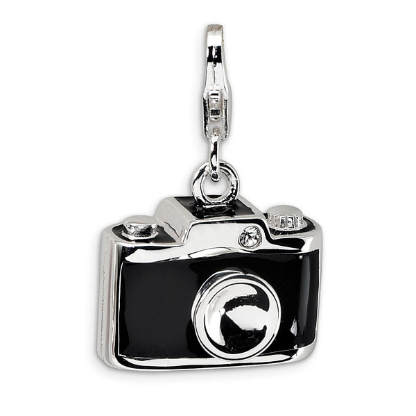 SS RH Enamel Swarovski Crystals Camera w/Lobster Clasp Charm