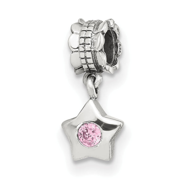 Sterling Silver Reflections Pink CZ Star Dangle Bead