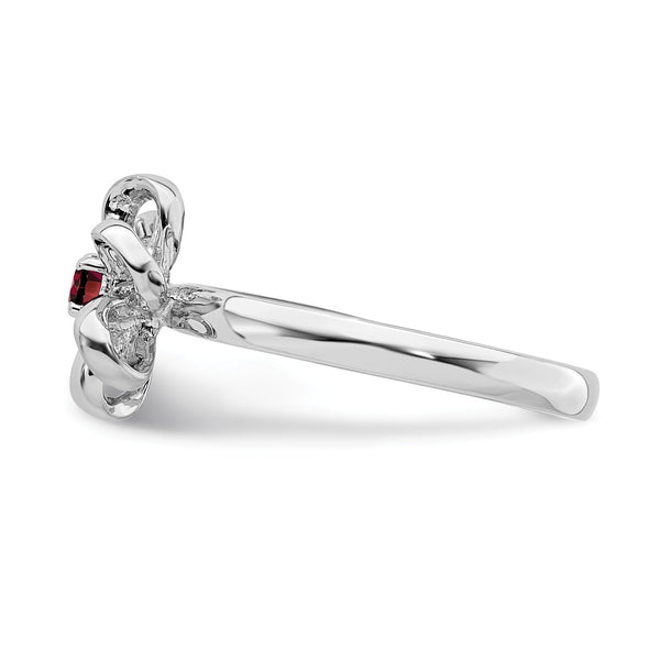 Sterling Silver Stackable Expressions Polished Garnet Flower Ring