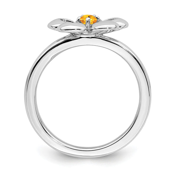 Sterling Silver Stackable Expressions Polished Citrine Flower Ring