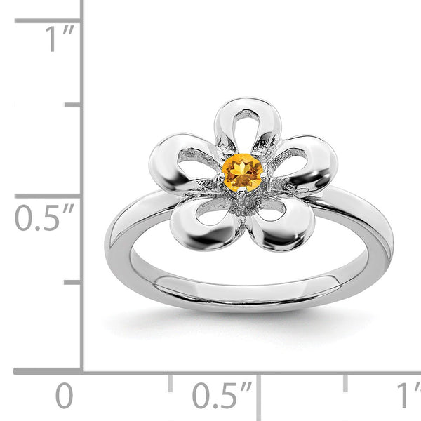 Sterling Silver Stackable Expressions Polished Citrine Flower Ring