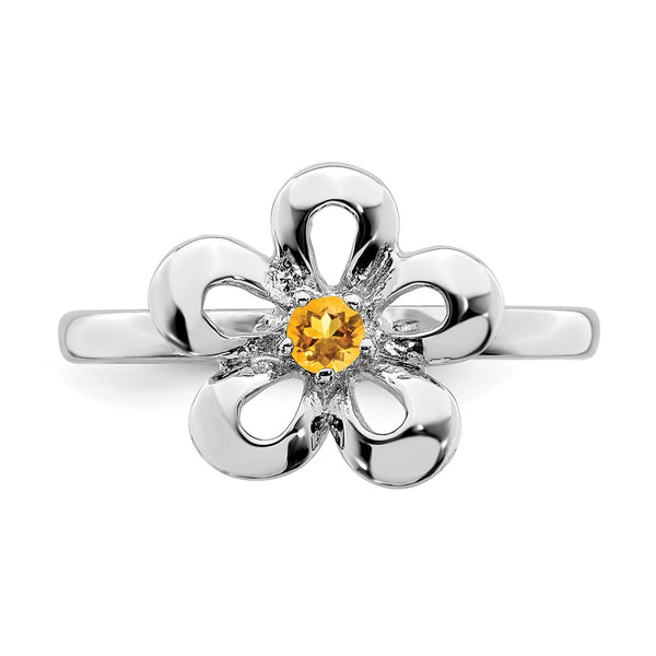 Sterling Silver Stackable Expressions Polished Citrine Flower Ring