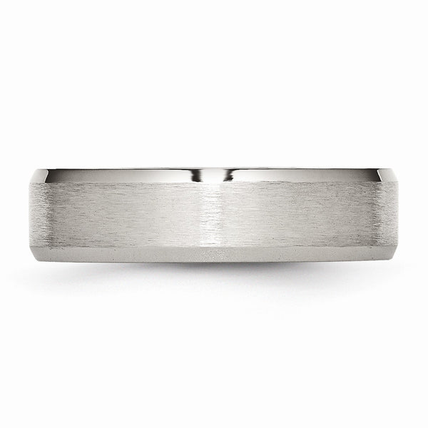 Stainless Steel Flat Beveled Edge 6MM Brushed and Polished Band