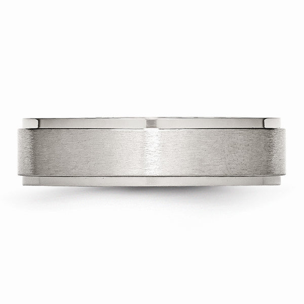 Stainless Steel Ridged Edge 6mm Brushed and Polished Band