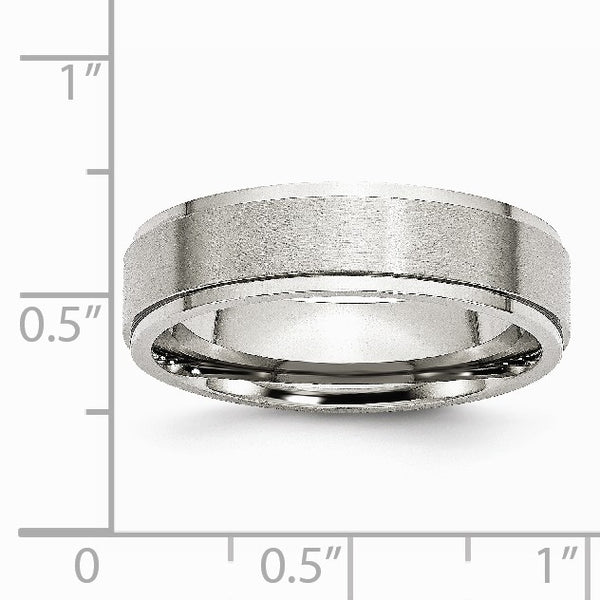 Stainless Steel Ridged Edge 6mm Brushed and Polished Band