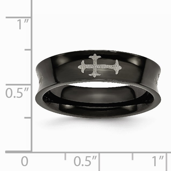 Black IP Stainless Steel Concave 6MM Cross Band