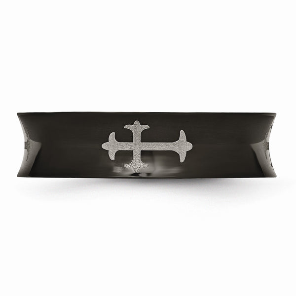 Black IP Stainless Steel Concave 6MM Cross Band