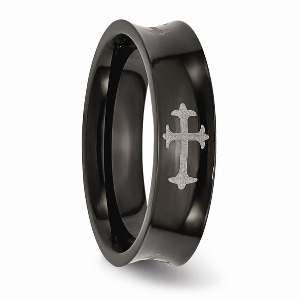 Black IP Stainless Steel Concave 6MM Cross Band