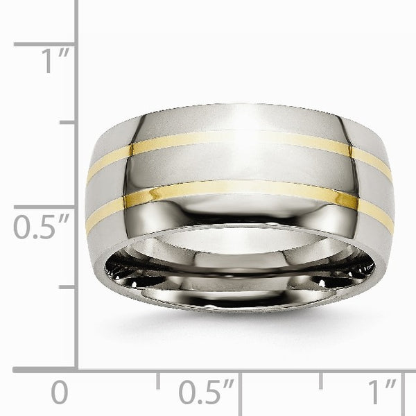 Titanium 14k Yellow Inlay 10mm Polished Band