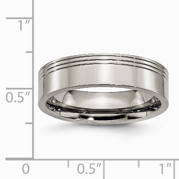 Titanium Grooved 6mm Polished Band