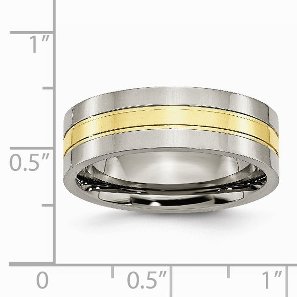 Titanium Yellow IP-plated Grooved 7mm Polished Band