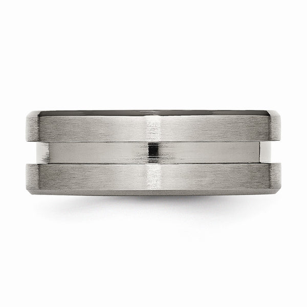 Titanium Grooved 8mm Brushed and Polished Band