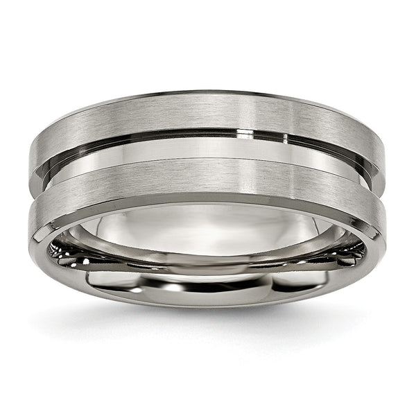 Titanium Grooved 8mm Brushed and Polished Band