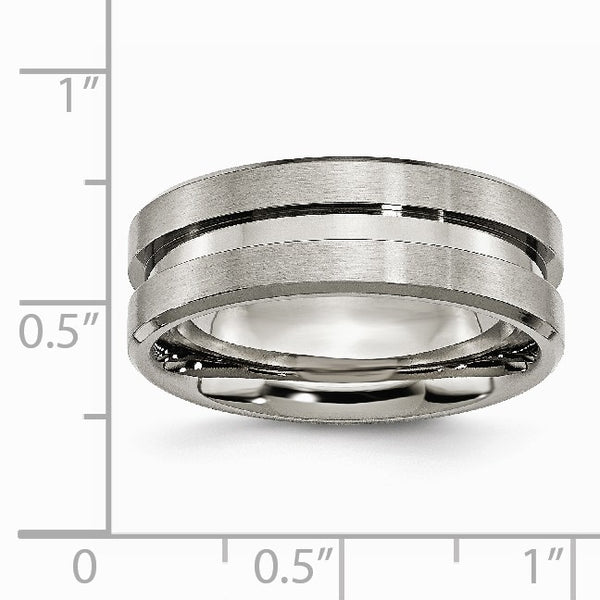 Titanium Grooved 8mm Brushed and Polished Band