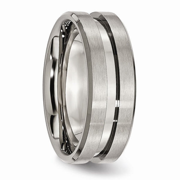 Titanium Grooved 8mm Brushed and Polished Band