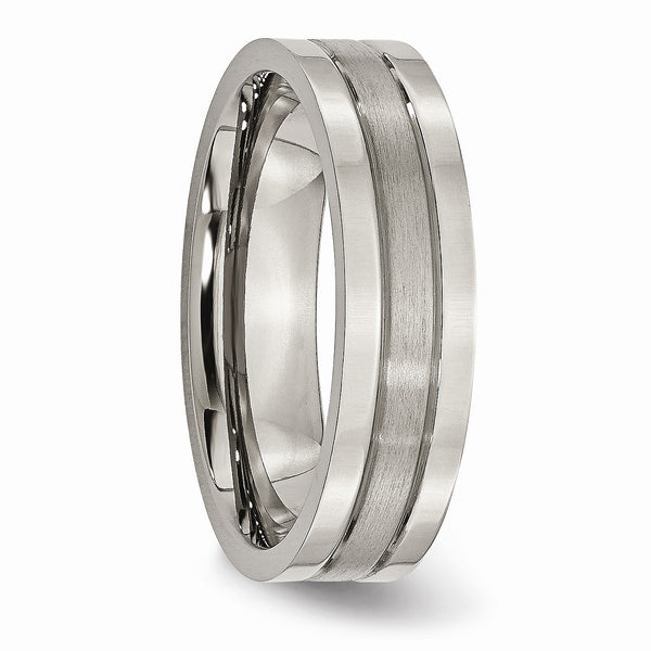 Titanium Grooved 6mm Brushed and Polished Band