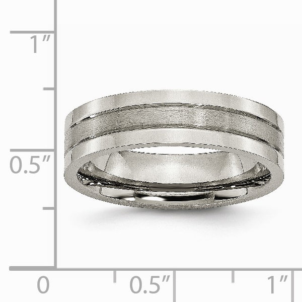 Titanium Grooved 6mm Brushed and Polished Band