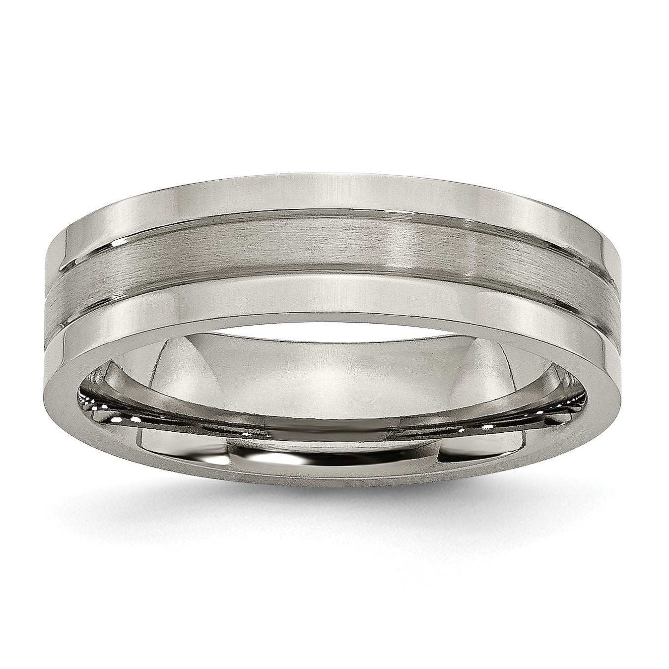 Titanium Grooved 6mm Brushed and Polished Band