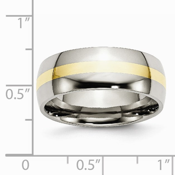 Titanium 14k Yellow Inlay 8mm Polished Band