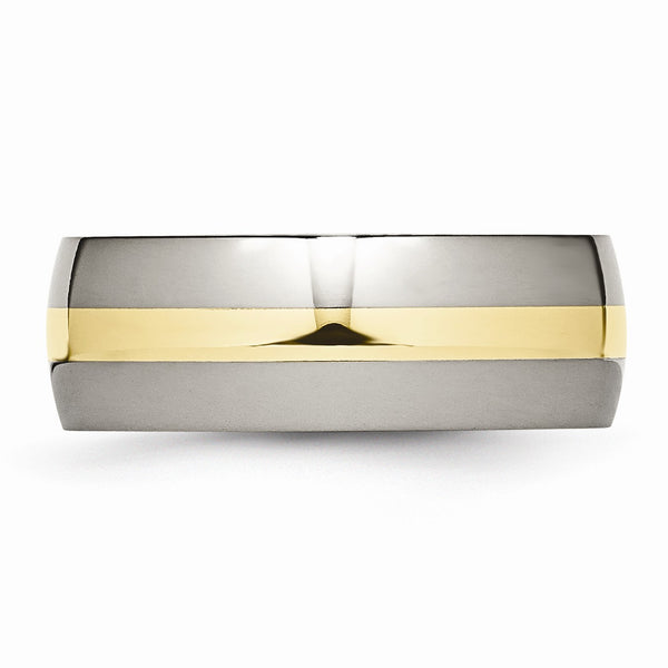 Titanium 14k Yellow Inlay 8mm Polished Band