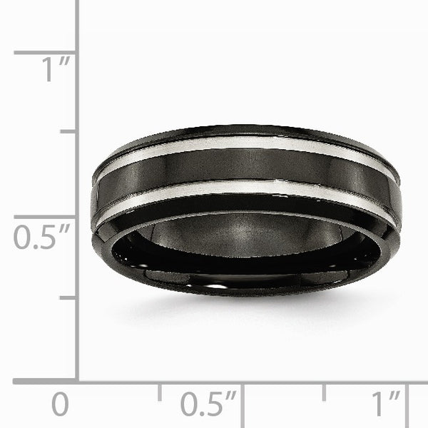 Titanium Black IP-plated Grooved 7mm Band