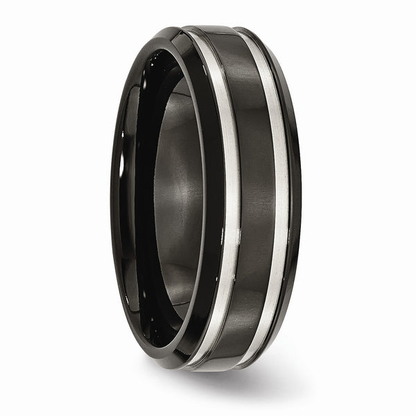 Titanium Black IP-plated Grooved 7mm Band