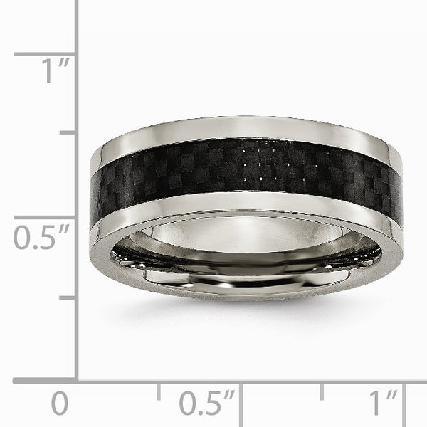 Titanium 8mm Polished with Black Carbon Fiber Inlay Band