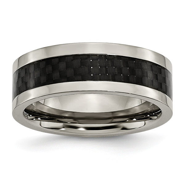 Titanium 8mm Polished with Black Carbon Fiber Inlay Band