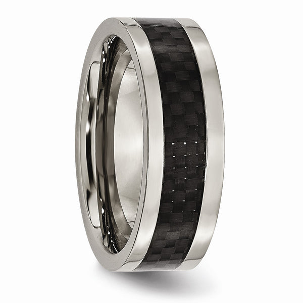 Titanium 8mm Polished with Black Carbon Fiber Inlay Band